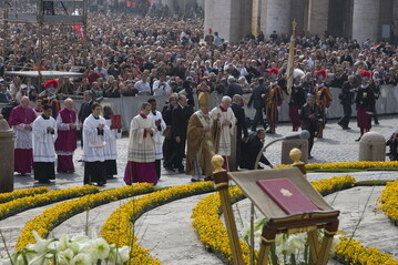 Die Farben des ppstlichen Banners, Gelb und Wei, werden in diesem Jahr beim Blumenschmuck auf dem Petersplatz vorherrschen. Stiefmtterchen mit gelben Blten sind ideal fr die Gestaltung groer Farbflchen.