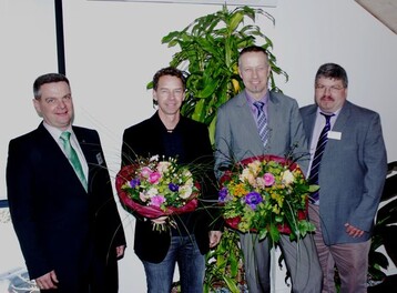 Von links: Gerhard Hugenschmidt, neuer Prsident des Verbandes Badischer Gartenbaubetriebe e.V. (VBG), Andreas Rombach, Bernd Hopp und VBG-Vizeprsident Armin Khler. 