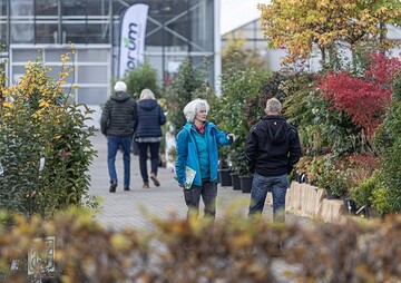 Die Grne Promenade mit Gehlzen der Aussteller verband den Vortragssaal mit der Ausstellungsflche in den Gewchshusern des Gartenbauzentrums in Ellerhoop. 