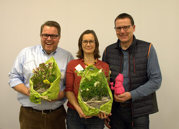 Aktiv fr Stauden auf Gartenschauen: (von links): Rdiger Eckhardt, Ausstellungsbevollmchtigter der BUGA Heilbronn, Daniela Kuptz, Hochschule Neubrandenburg, und Martin Becker, Vertreter des BdS im ZVG-Arbeitsausschuss Ausstellungsfragen.