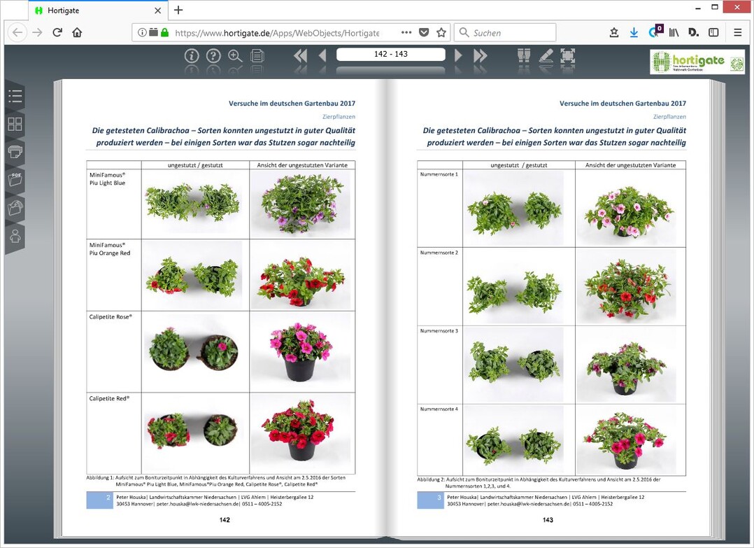 Online-Ansicht der E-Paper-Jahrgangsbücher „Versuche im deutschen Gartenbau“ 2017 in Hortigate.