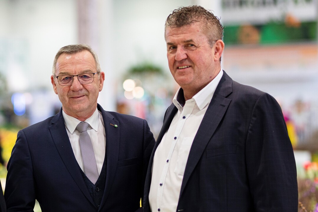 Immer im Gespräch geblieben: ZVG-Präsident Jürgen Mertz und Landgard-Aufsichtsratsvorsitzender Bert Schmitz auf der Grünen Woche im Januar 2020 in Berlin.